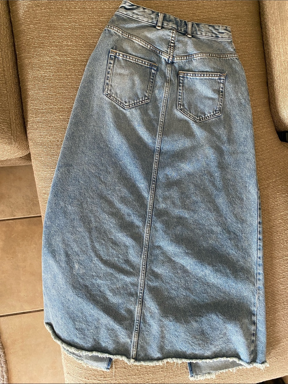 🌼 Pilcro Anthropologie High-Waist Blue Denim Maxi Skirt with Front Slit size 2 - Picture 10 of 13
